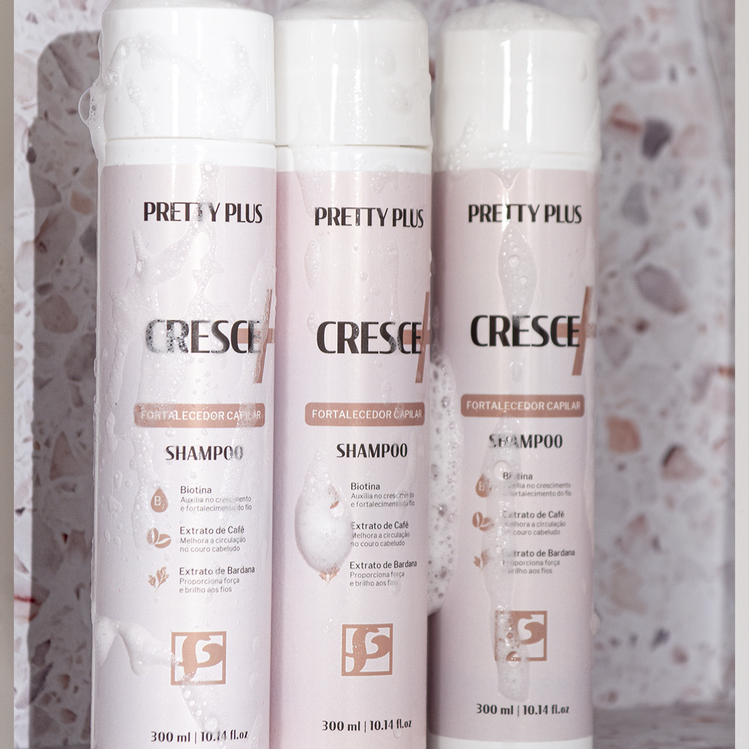 Shampoo Cresce+ fortificante com limpeza profunda para crescimento e redução de queda