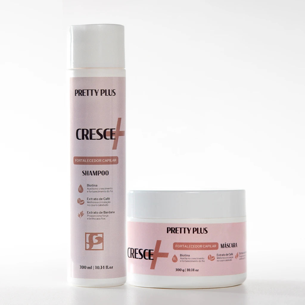 Kit Força e Hidratação Pretty Plus – Shampoo e Máscara para Cabelos Fortes e Saudáveis